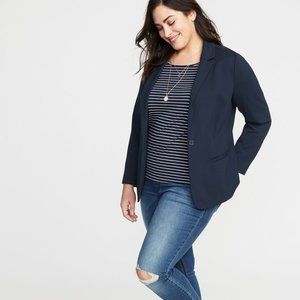 Classic Ponte-Knit Plus-Size Blazer Suit Jacket